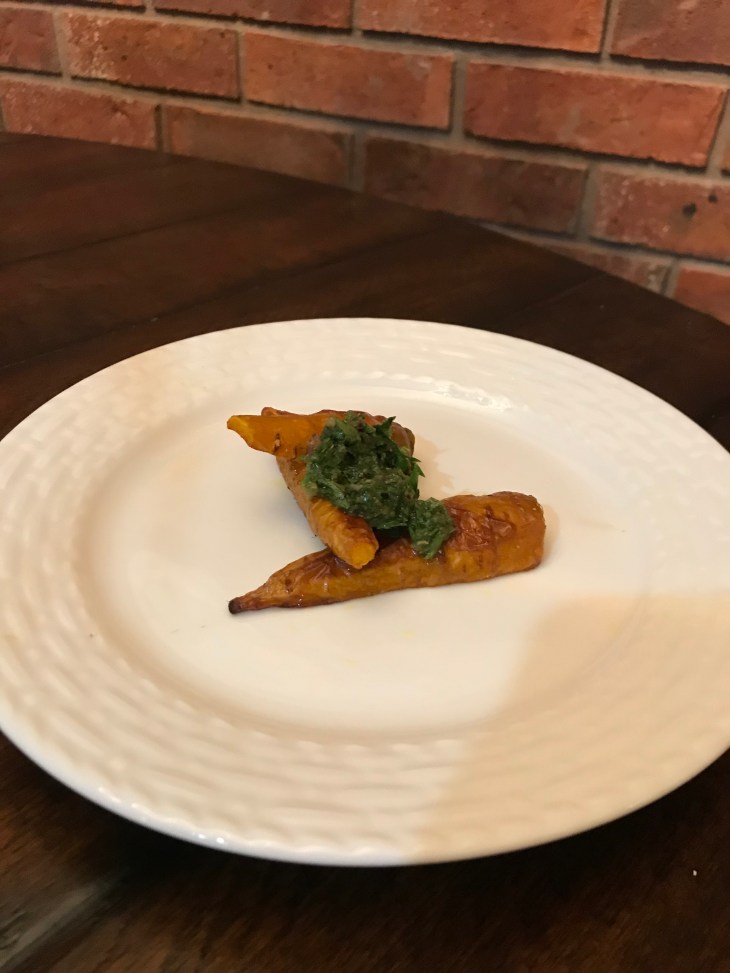 Carrots topped with chimichurri